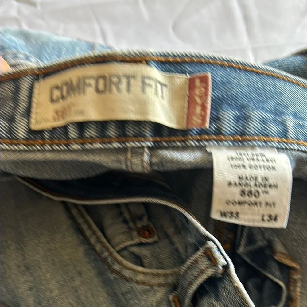 Levi's Blue Relaxed Fit Jeans with Distressed Details
